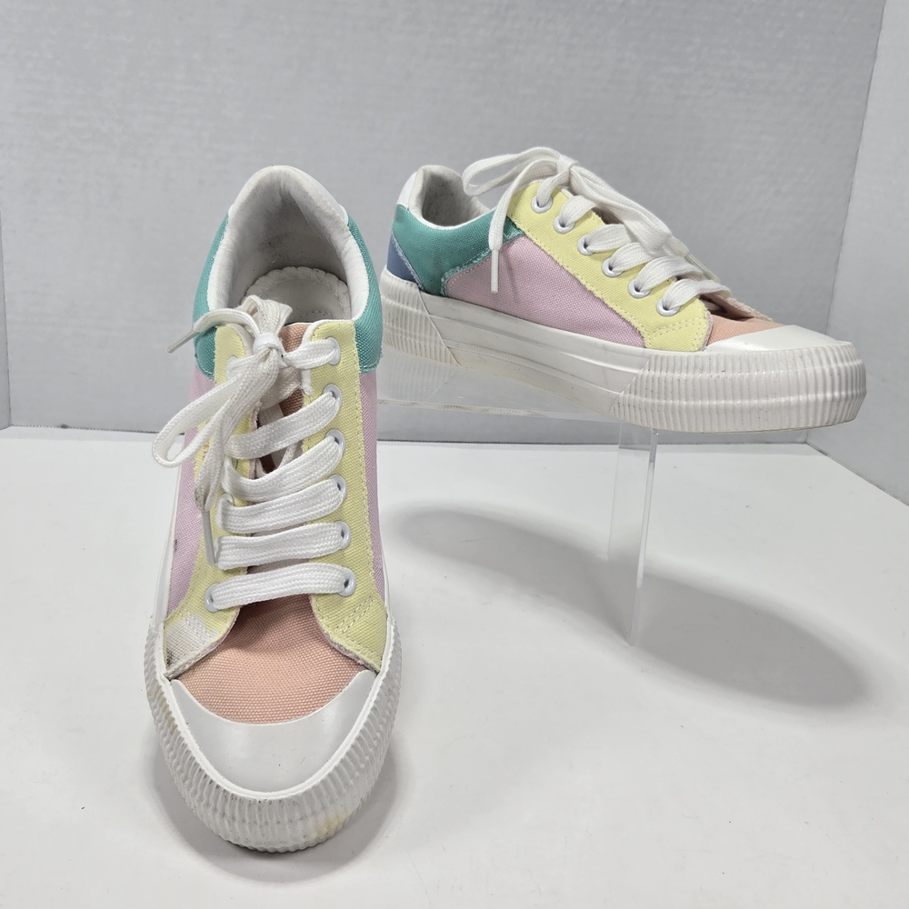Rocket Dog Cheery Pastel Rainbow Multicolor Women's Lace Up Sneakers Size 7 - Picture 2 of 11